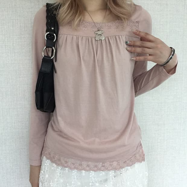 jpn vintage pink lace long sleeve