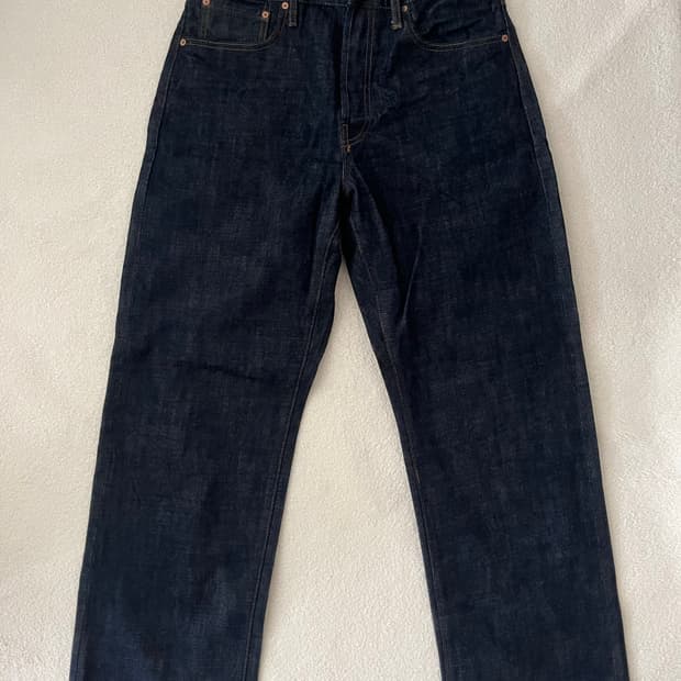 아웃스탠딩 30‘s 신치백 셀비지 와이드 데님 M