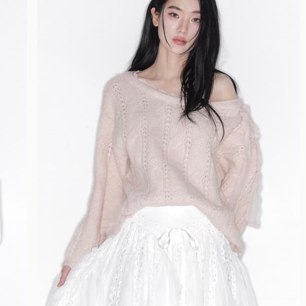 현물 더티스 소프트 베일 니트 핑크