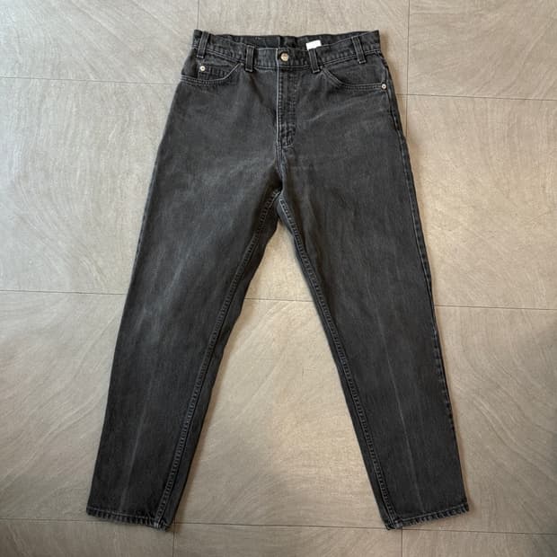 95년 미국 생산 리바이스 550 데님 오렌지탭 블랙 팬츠