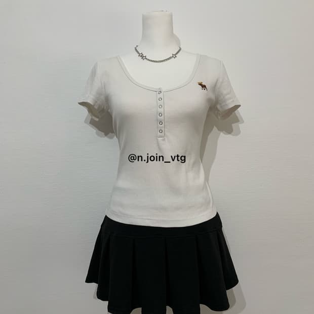 아베크롬비 헨리넥 화이트 반팔 티셔츠