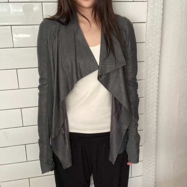 릭오웬스 레더 드레이프 자켓