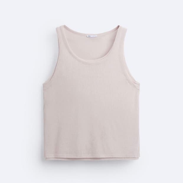 자라 더블넥 슬리브리스 탑 Rose 3992/381