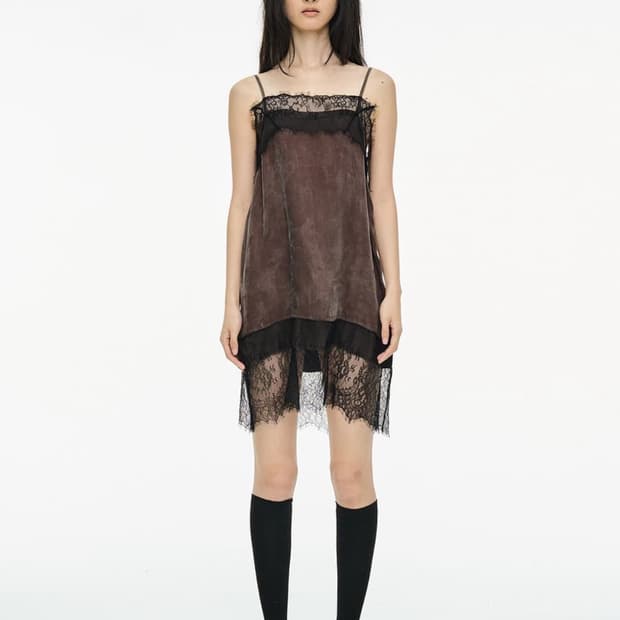 구해요)cerric 레이스 슬립 드레스 브라운