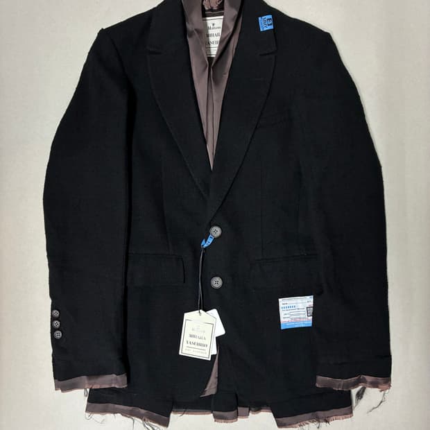 (W)미하라 야스히로 레이어드 부클레 블레이져 자켓 블랙 36사이즈