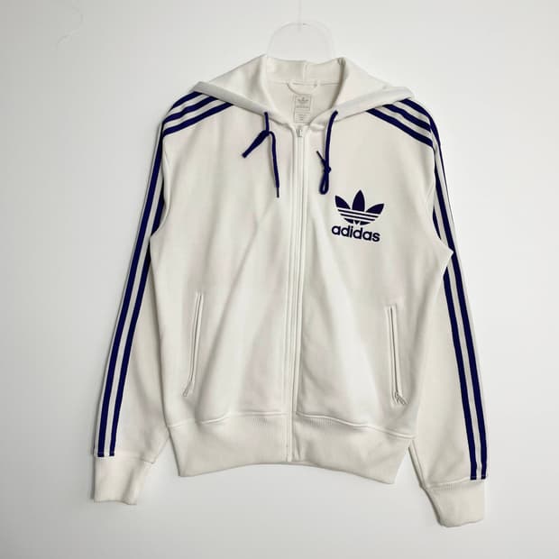 E2 아디다스 00's 화이트 퍼플 후드 집업 져지 95사이즈