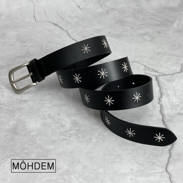 [Unisex] 플라워 자수 가죽벨트