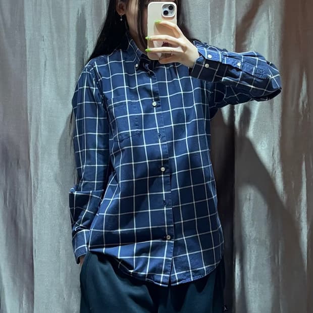S Barbour 바버 네이비 원포켓 체크 셔츠