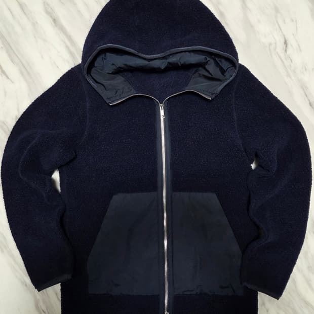 띠어리 네이비 플리스 후드집업