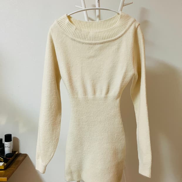 지그재그 에이블리 히니크 딱붙 골지니트 미니원피스