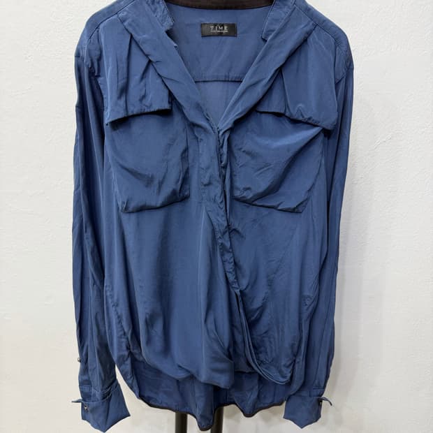 정품) TIME 타임 한섬 실크 블루 셔츠형 자켓 88