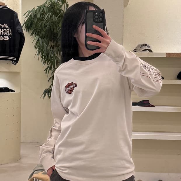 할리 데이비슨 플레임 빅로고 롱 슬리브 U142