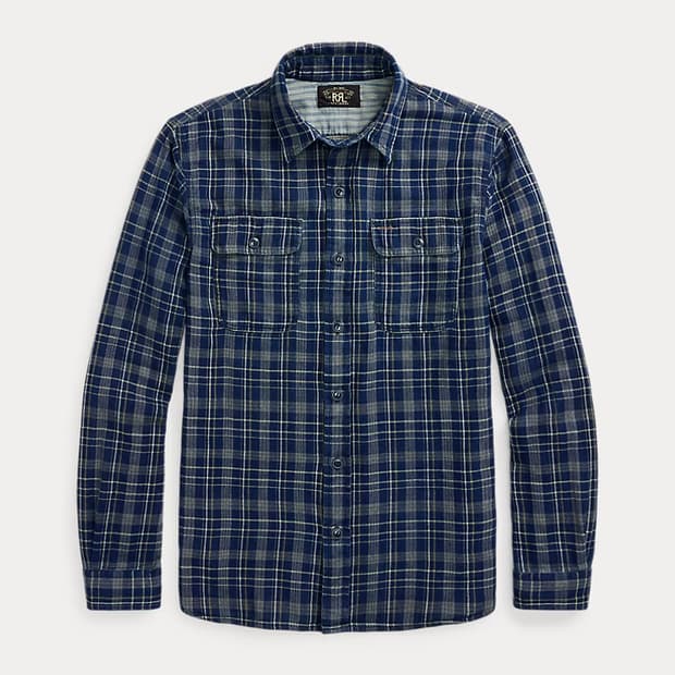 RRL 더블알엘 인디고 플래드 더블 페이스 워크셔츠 M