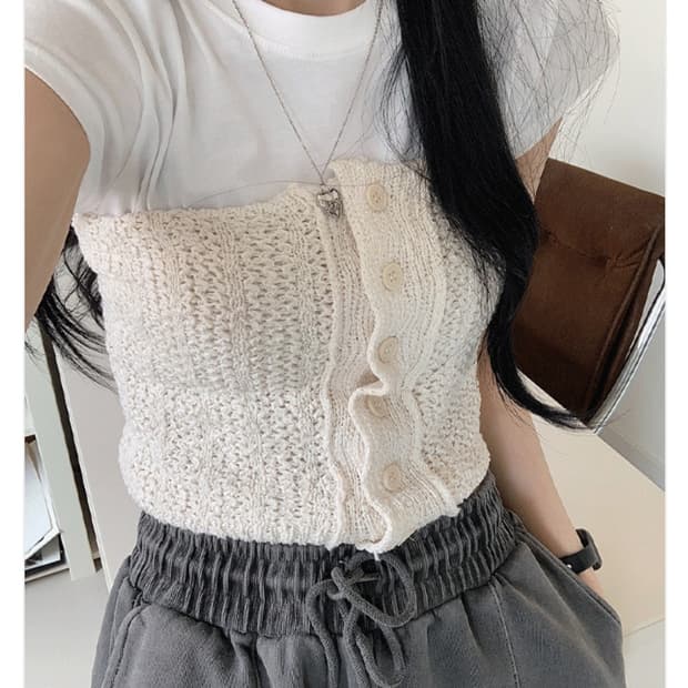 예모마일 뷔스티에 니트 탑 