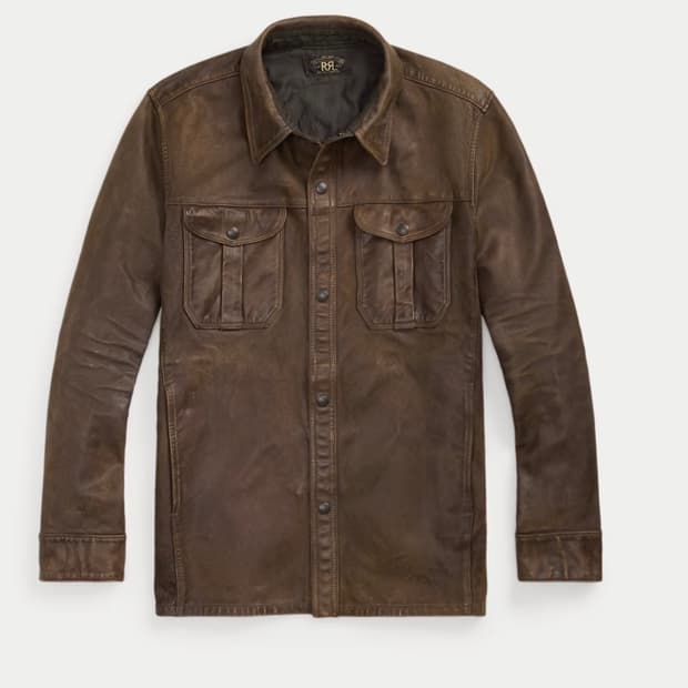 RRL 25ss 핸드디스트레스트 레더 오버셔츠