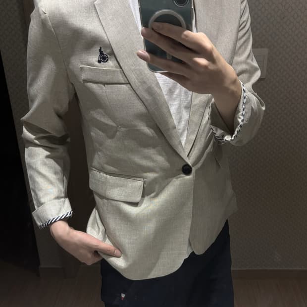 [100] 빈폴(BEAN POLE) 시어링 린넨 무드 스트라이프 디테일 