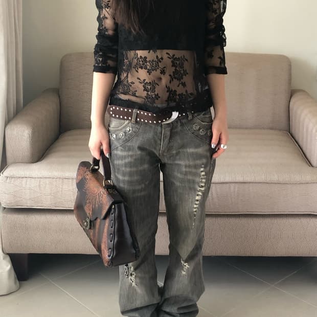 pearl lace top