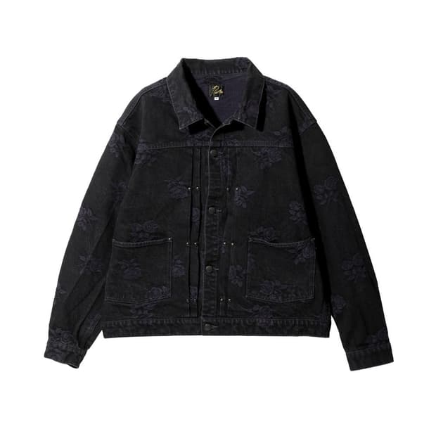 (L) Needles jean jacket 니들스 블랙 로즈 데님 자켓