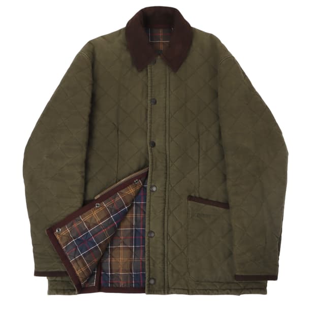 바버 카키 equestrian 퀄팅 점퍼 자켓