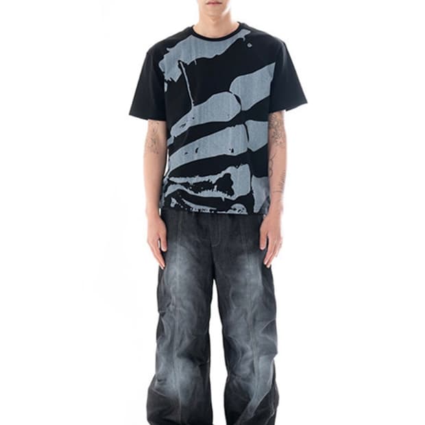아캄 Sprayed Denim Pants (Black)