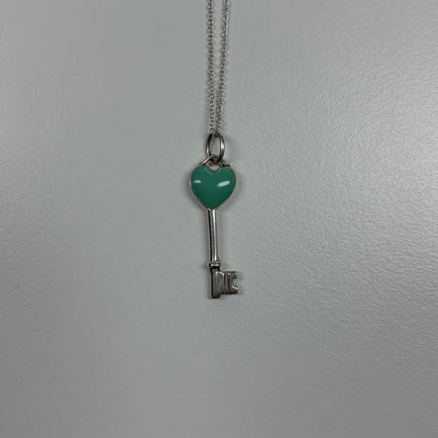 티파니앤코 민트 하트 태그키 목걸이