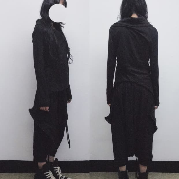 헬무트랭 asymmetric 하이넥 드레이프 집업 자켓