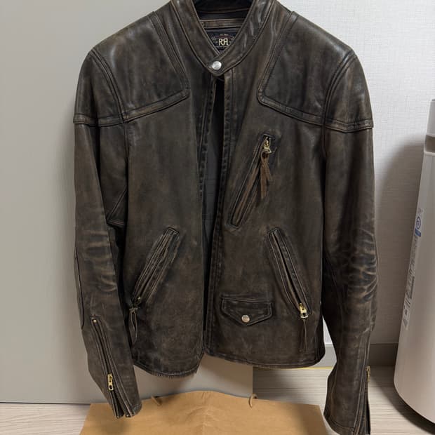 RRL 슬림 모토 가죽 자켓 M