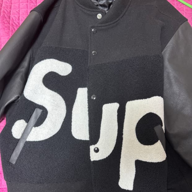 슈프림 빅로고 바시티 자켓 XXL
