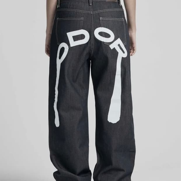 ODOR Logo drop denim in white