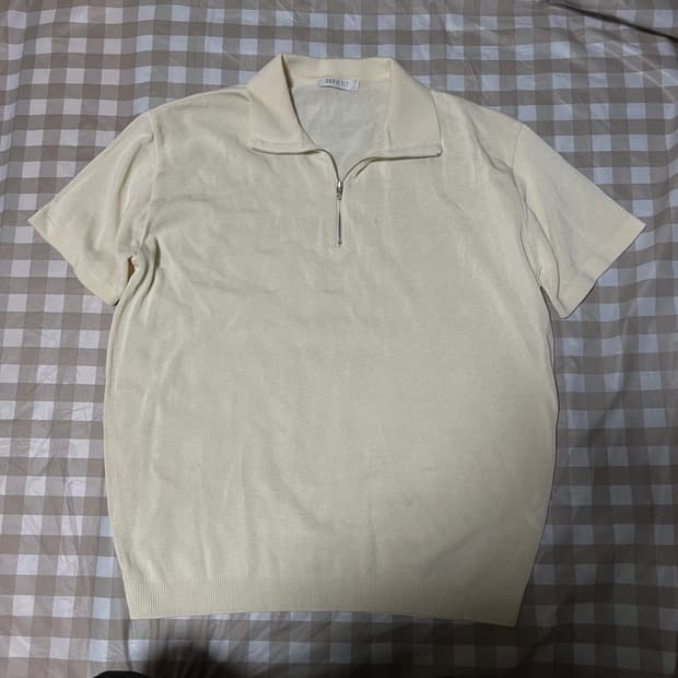 드로우핏 아이보리 반집업 반팔 L 반팔티 화이트 라지 공용