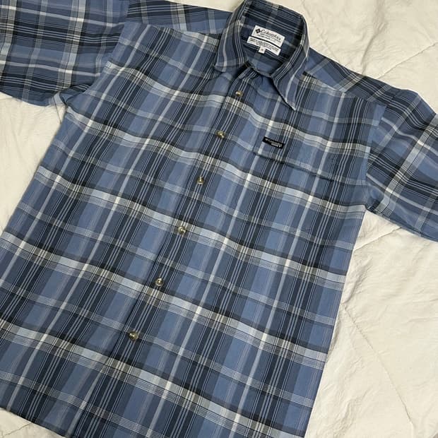 콜롬비아 체크 반팔 셔츠 라지