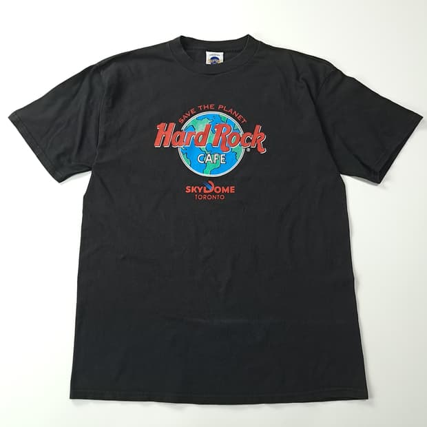 CK401 XL 하드락카페 90s 캐나다판 스카이돔 블랙 반팔 티셔츠