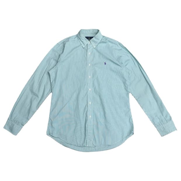 POLO 슬림핏 그린 스트라이프 셔츠 L