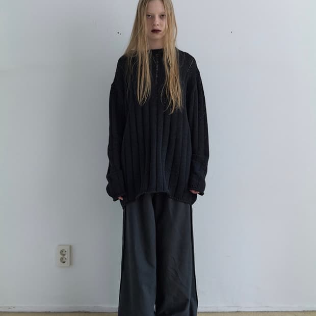 낫띵에브리띵 테이프얀 스웨터 tape yarn sweater 블랙
