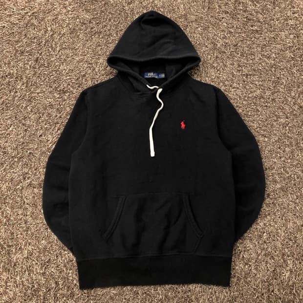 폴로 랄프로렌 포니 블랙 기모 후드티