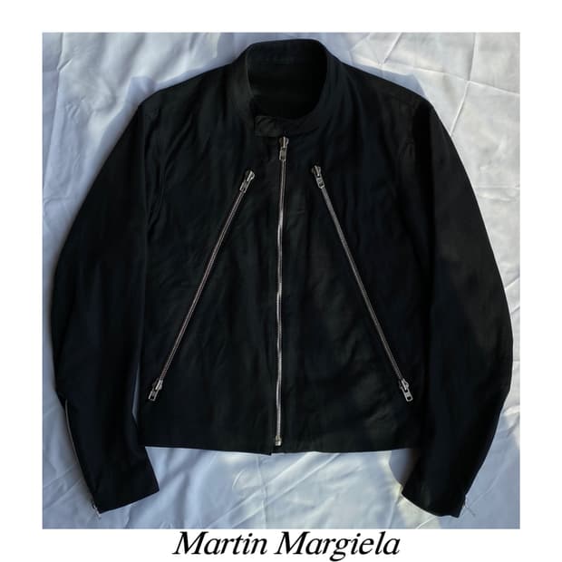 마틴 마르지엘라 08ss 5zip 바이커 자켓 아카이브 블루종 아티저널