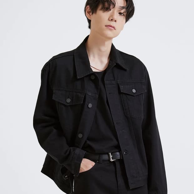 깡x플랙 k49 블랙 자켓 린스드