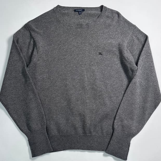 버버리 기마로고 그레이 울 니트