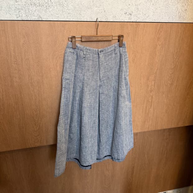 이세이미야케 플랜테이션 롱 스커트 턱 플리츠 밴딩 디테일 A라인 그레이