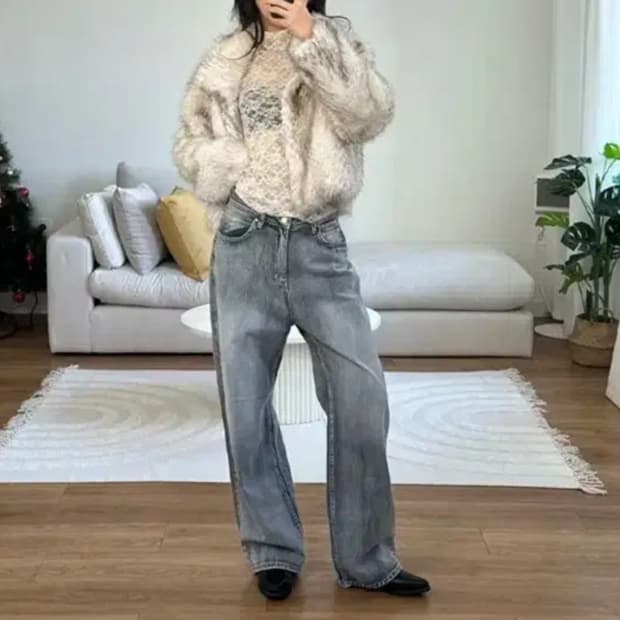 지그재그 퍼베이비) 크롭 퍼 자켓