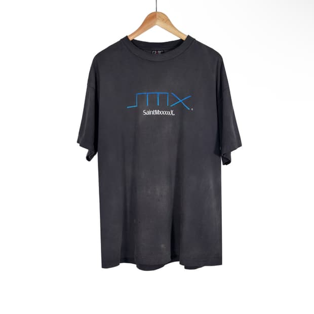 [XL] 세인트 미카엘 x 플레이스테이션 SMX 워싱 로고 티셔츠 그레이