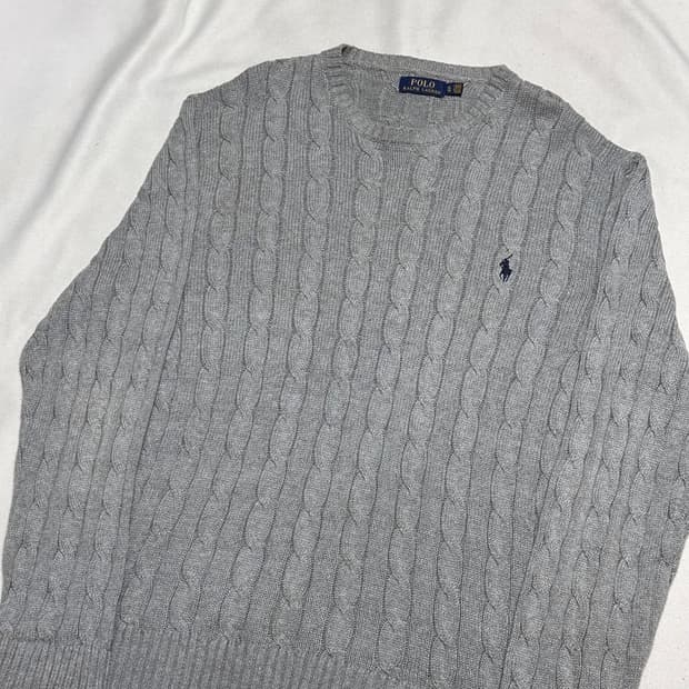 XL 폴로랄프로렌 그레이 코튼 케이블 니트 