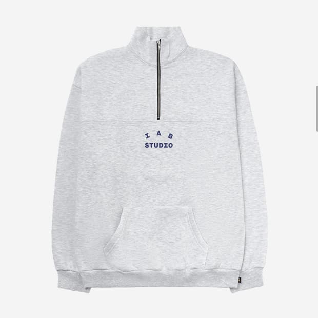 아이앱 스튜디오 하프 집 반집업 풀오버 라이트 그레이