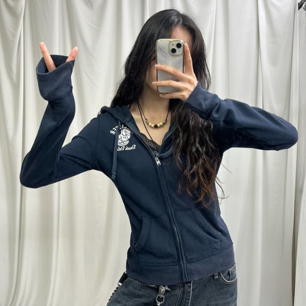 Hollister navy hood zip-up 