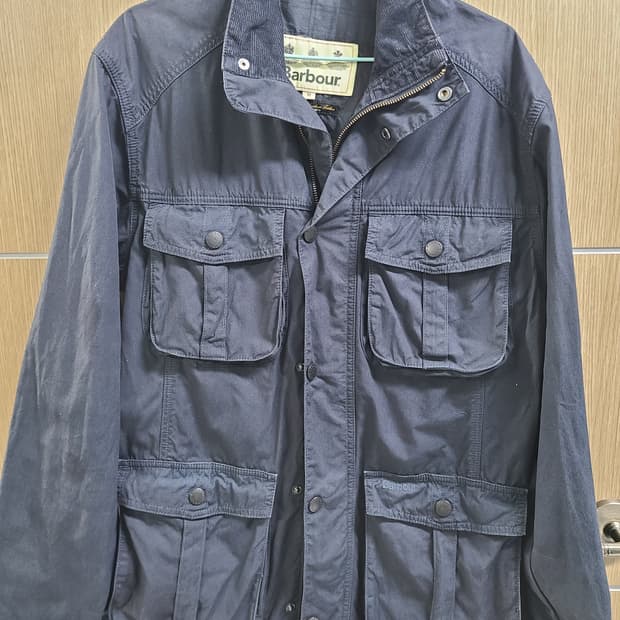 바버 네이비 포켓 코튼 자켓 