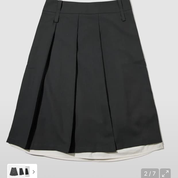 로우라이즈 탈부착 플리츠 더블 레이어드 미디스커트[블랙]