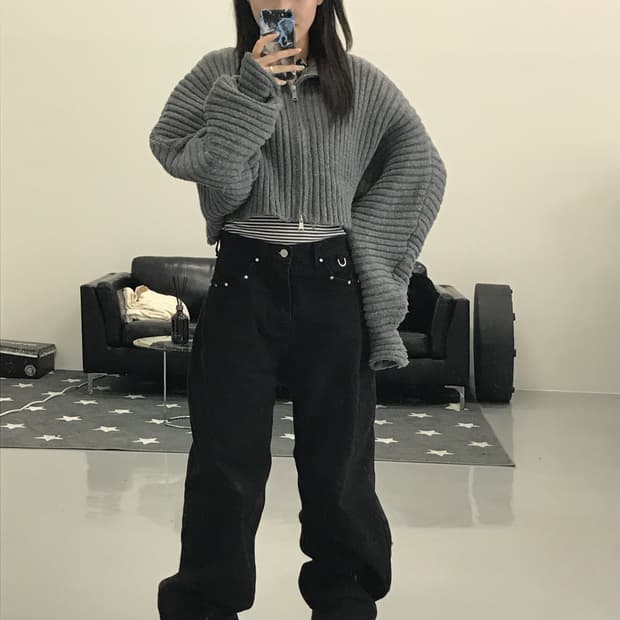 치코 울 디테일 숏 가디건