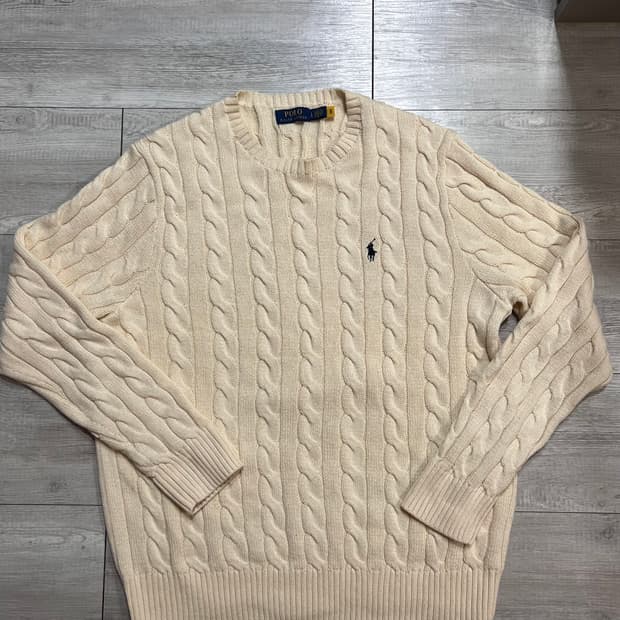 폴로 케이블 니트 크림 L 105 거의 새것 QR 정가 25
