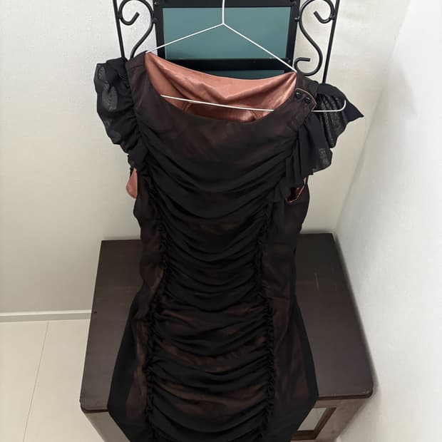 draped ruffle mesh dress
