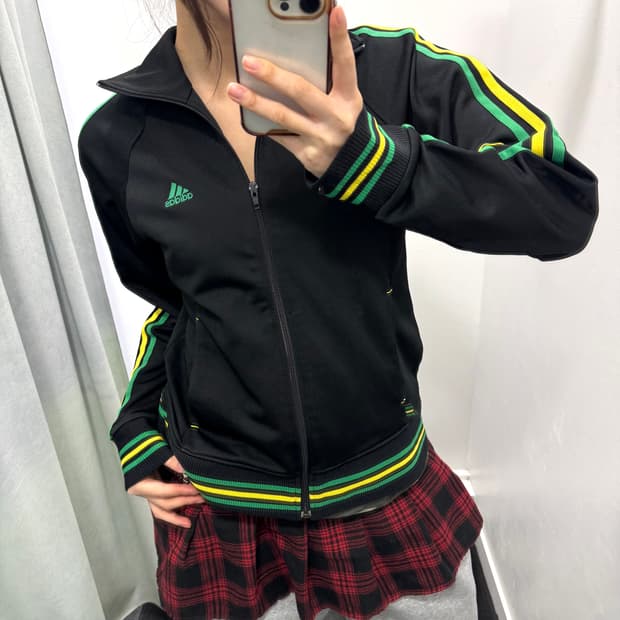 아디다스 그린 배색 트랙탑 져지 